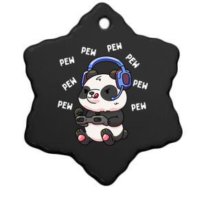 Pew Gamer Panda Pew Pew Gaming Lover Gift Cute Gift Ceramic Star Ornament