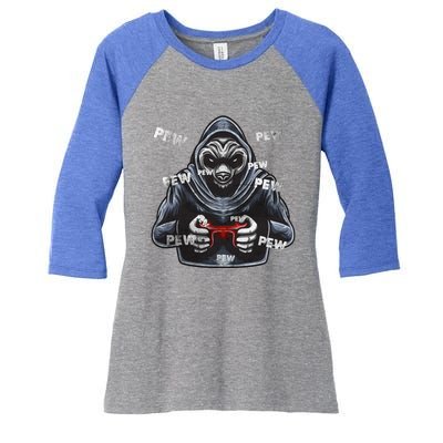 Pew Gamer Panda Pew Pew Gaming Lover Cute Gift Women's Tri-Blend 3/4-Sleeve Raglan Shirt