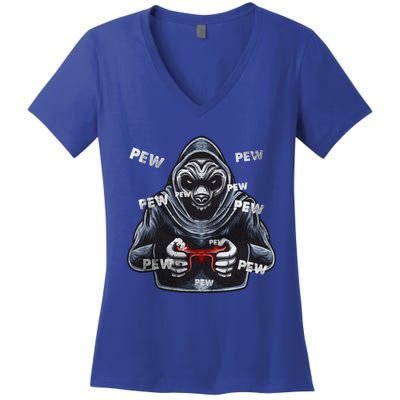 Pew Gamer Panda Pew Pew Gaming Lover Cute Gift Women's V-Neck T-Shirt