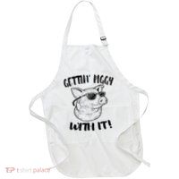 Pig Gettin' Piggy With It Funny Animal Full-Length Apron With Pockets