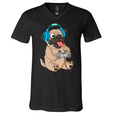 Pug Gamer V-Neck T-Shirt