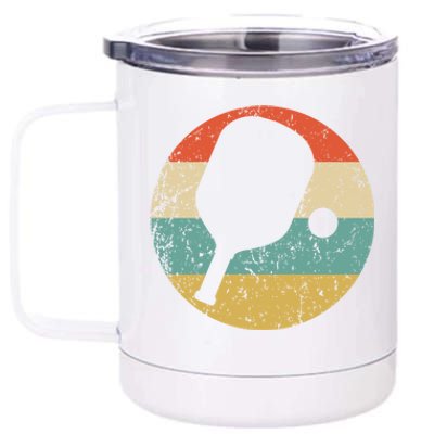 Pickleball Gift Retro Pickleball Paddle Hooded Gift 12 oz Stainless Steel Tumbler Cup