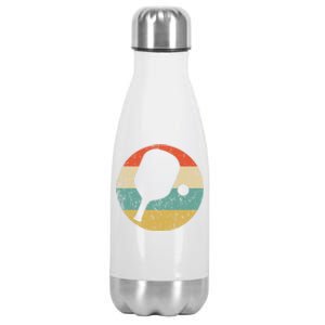 Pickleball Gift Retro Pickleball Paddle Hooded Gift Stainless Steel Insulated Water Bottle