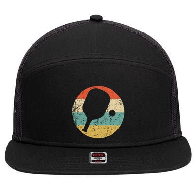 Pickleball Gift Retro Pickleball Paddle Hooded Gift 7 Panel Mesh Trucker Snapback Hat