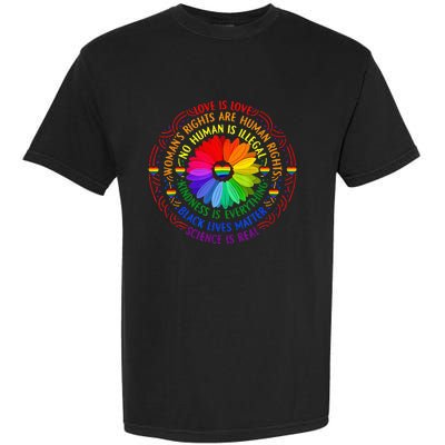 Pride Gay Rainbow Human LGBT Month Sunflower Garment-Dyed Heavyweight T-Shirt