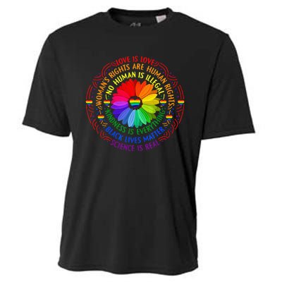 Pride Gay Rainbow Human LGBT Month Sunflower Cooling Performance Crew T-Shirt