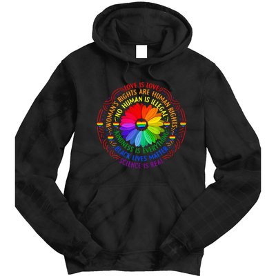 Pride Gay Rainbow Human LGBT Month Sunflower Tie Dye Hoodie