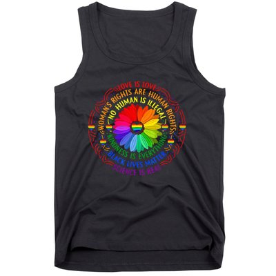 Pride Gay Rainbow Human LGBT Month Sunflower Tank Top