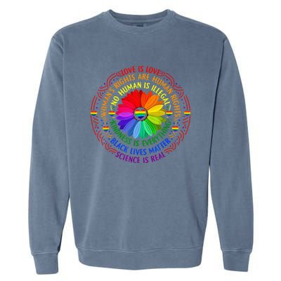 Pride Gay Rainbow Human LGBT Month Sunflower Garment-Dyed Sweatshirt