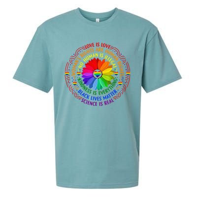 Pride Gay Rainbow Human LGBT Month Sunflower Sueded Cloud Jersey T-Shirt