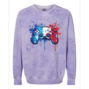 Patriotic Gamer Red White Blue 4th Of July Video Game Colorblast Crewneck Sweatshirt