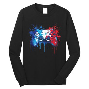 Patriotic Gamer Red White Blue 4th Of July Video Game Long Sleeve Shirt