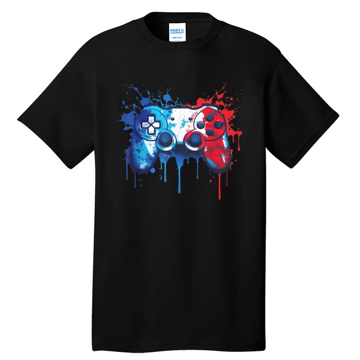 Patriotic Gamer Red White Blue 4th Of July Video Game Tall T-Shirt