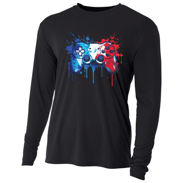 Patriotic Gamer Red White Blue 4th Of July Video Game Cooling Performance Long Sleeve Crew