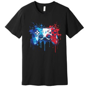 Patriotic Gamer Red White Blue 4th Of July Video Game Premium T-Shirt