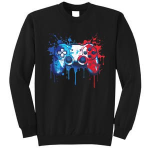 Patriotic Gamer Red White Blue 4th Of July Video Game Tall Sweatshirt