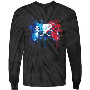 Patriotic Gamer Red White Blue 4th Of July Video Game Tie-Dye Long Sleeve Shirt