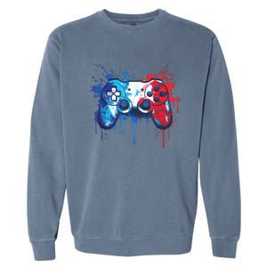 Patriotic Gamer Red White Blue 4th Of July Video Game Garment-Dyed Sweatshirt