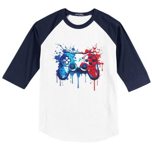 Patriotic Gamer Red White Blue 4th Of July Video Game Baseball Sleeve Shirt