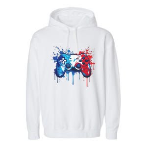 Patriotic Gamer Red White Blue 4th Of July Video Game Garment-Dyed Fleece Hoodie