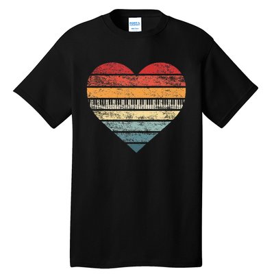 Pianist Gifts Retro Sunset Piano Keyboard Player Teacher Tall T-Shirt