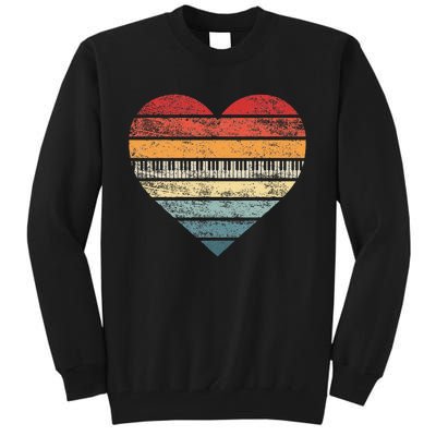 Pianist Gifts Retro Sunset Piano Keyboard Player Teacher Tall Sweatshirt