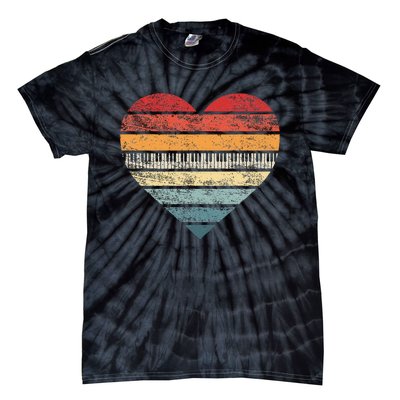 Pianist Gifts Retro Sunset Piano Keyboard Player Teacher Tie-Dye T-Shirt