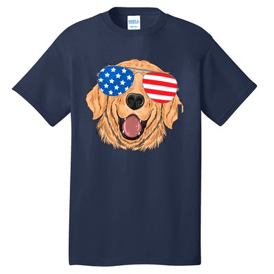 Patriotic Golden Retriever Dog 4th Of July Gift Tall T-Shirt