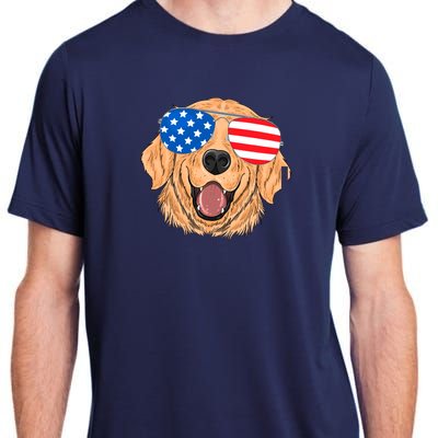 Patriotic Golden Retriever Dog 4th Of July Gift Adult ChromaSoft Performance T-Shirt