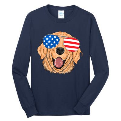 Patriotic Golden Retriever Dog 4th Of July Gift Tall Long Sleeve T-Shirt