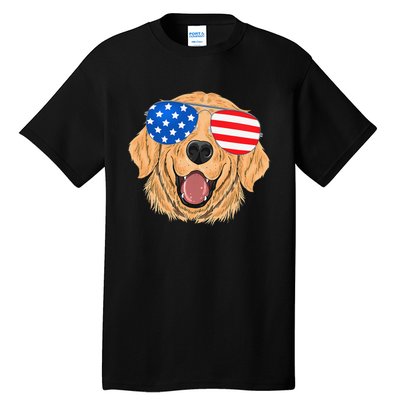 Patriotic Golden Retriever Dog 4th of july Gift Tall T-Shirt