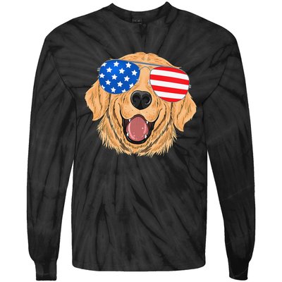 Patriotic Golden Retriever Dog 4th of july Gift Tie-Dye Long Sleeve Shirt