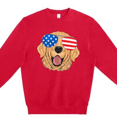 Patriotic Golden Retriever Dog 4th of july Gift Premium Crewneck Sweatshirt