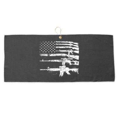 Patriotic Gun Rights 2nd Adt Ar15 American Flag Funny Gift Large Microfiber Waffle Golf Towel