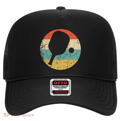 Pickleball Gift Retro Pickleball Paddle Hooded Gift High Crown Mesh Back Trucker Hat