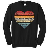 Pianist Gifts Retro Sunset Piano Keyboard Player Teacher Tall Sweatshirt