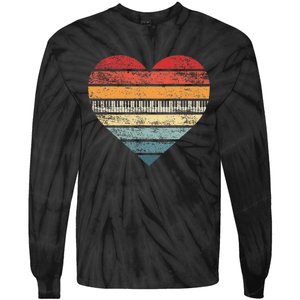 Pianist Gifts Retro Sunset Piano Keyboard Player Teacher Tie-Dye Long Sleeve Shirt