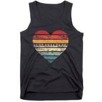 Pianist Gifts Retro Sunset Piano Keyboard Player Teacher Tank Top