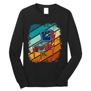 Pinball Gamer Retro Classic Arcade Machine Pin Ball Long Sleeve Shirt