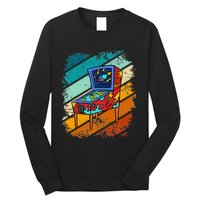 Pinball Gamer Retro Classic Arcade Machine Pin Ball Long Sleeve Shirt