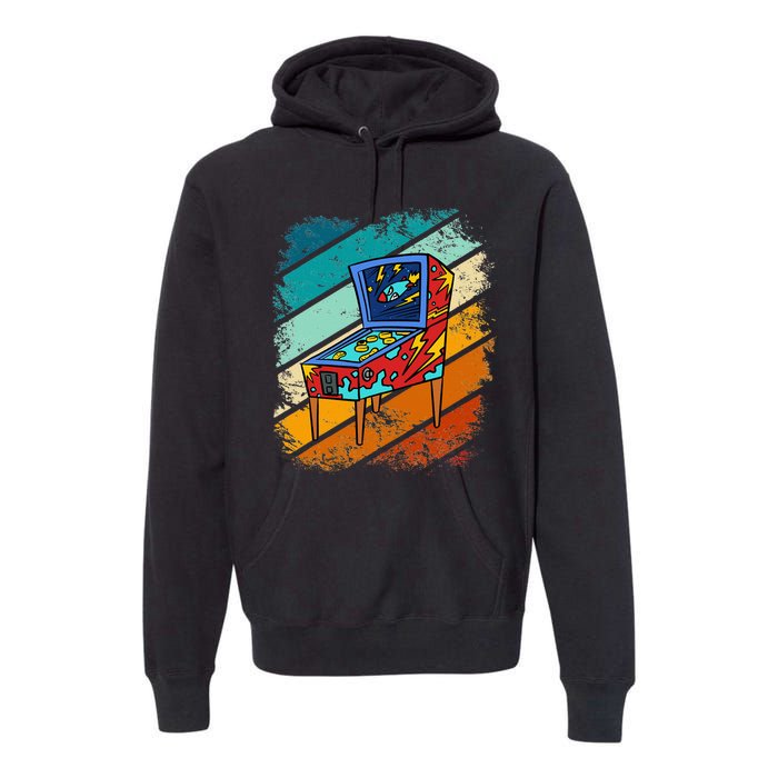 Pinball Gamer Retro Classic Arcade Machine Pin Ball Premium Hoodie