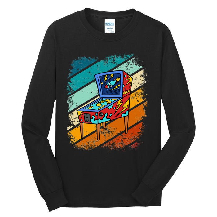 Pinball Gamer Retro Classic Arcade Machine Pin Ball Tall Long Sleeve T-Shirt