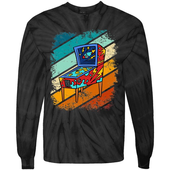 Pinball Gamer Retro Classic Arcade Machine Pin Ball Tie-Dye Long Sleeve Shirt