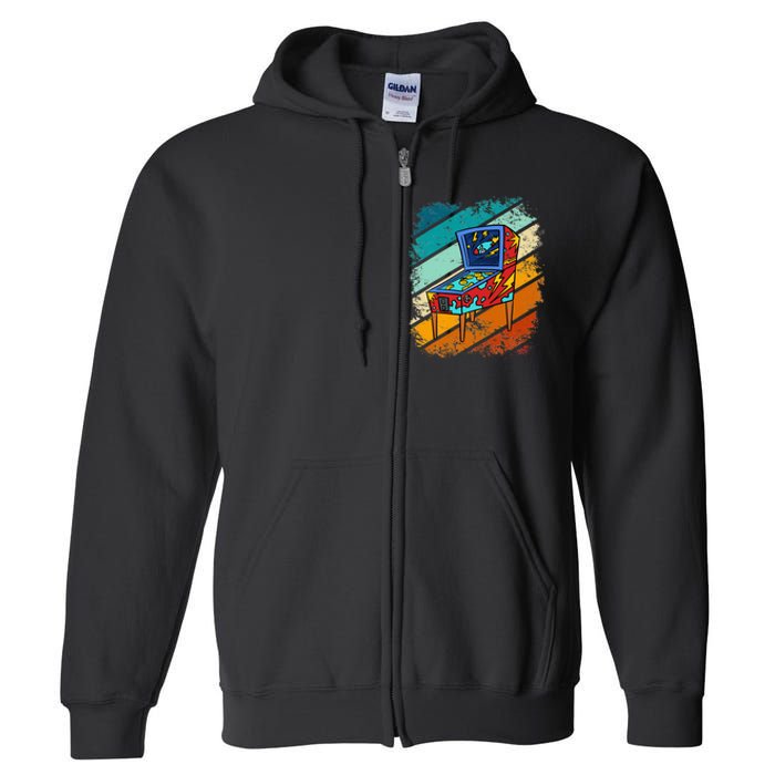 Pinball Gamer Retro Classic Arcade Machine Pin Ball Full Zip Hoodie