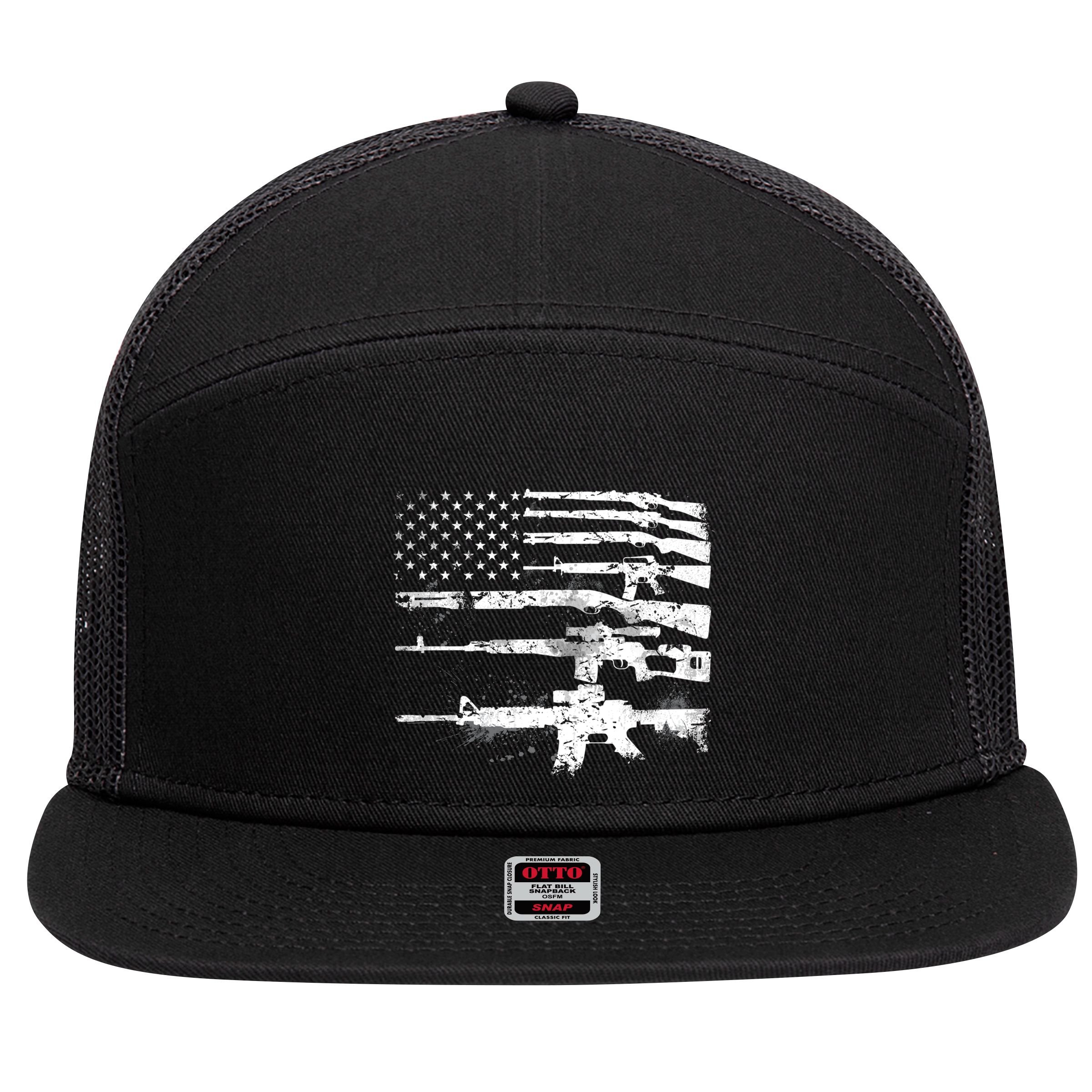 Patriotic Gun Rights 2nd Adt Ar15 American Flag Great Gift Meaningful Gift 7 Panel Mesh Trucker Snapback Hat
