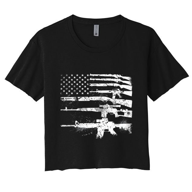 Patriotic Gun Rights 2nd Adt Ar15 American Flag Great Gift Meaningful Gift Crop Top
