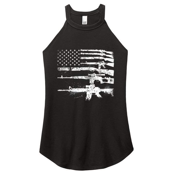 Patriotic Gun Rights 2nd Adt Ar15 American Flag Great Gift Meaningful Gift Women's Perfect Tri Rocker Tank