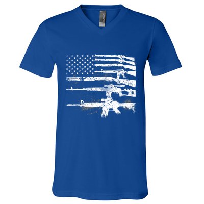 Patriotic Gun Rights 2nd Adt Ar15 American Flag Great Gift Meaningful Gift V-Neck T-Shirt