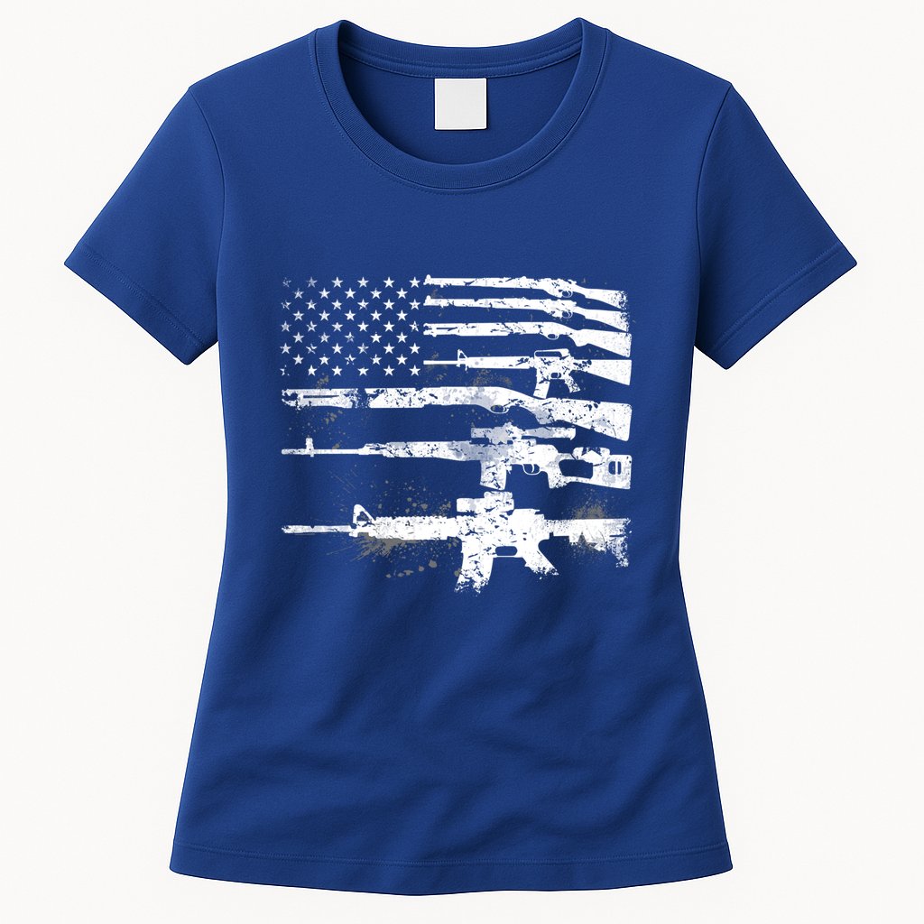 Patriotic Gun Rights 2nd Adt Ar15 American Flag Great Gift Meaningful Gift Womens T-Shirt