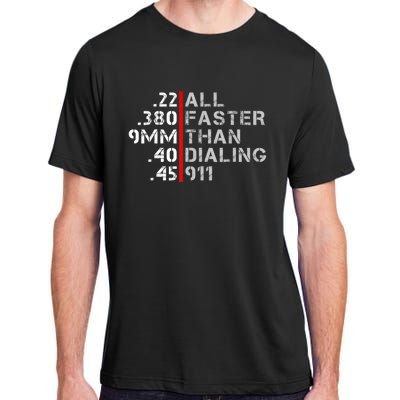 Pro Gun Rights Shirt Faster Than Dialing 911 Gun Lovers Adult ChromaSoft Performance T-Shirt